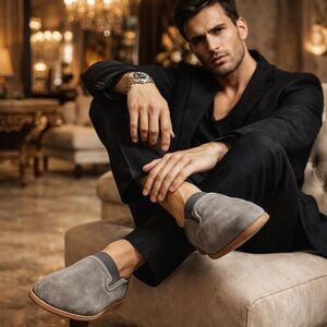 Clarks Cotrell Step Gray Suede Slip-On Loafers Men’s 11 Comfort Casual